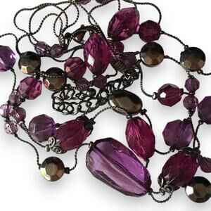 Purple and black multi-strand statement necklace